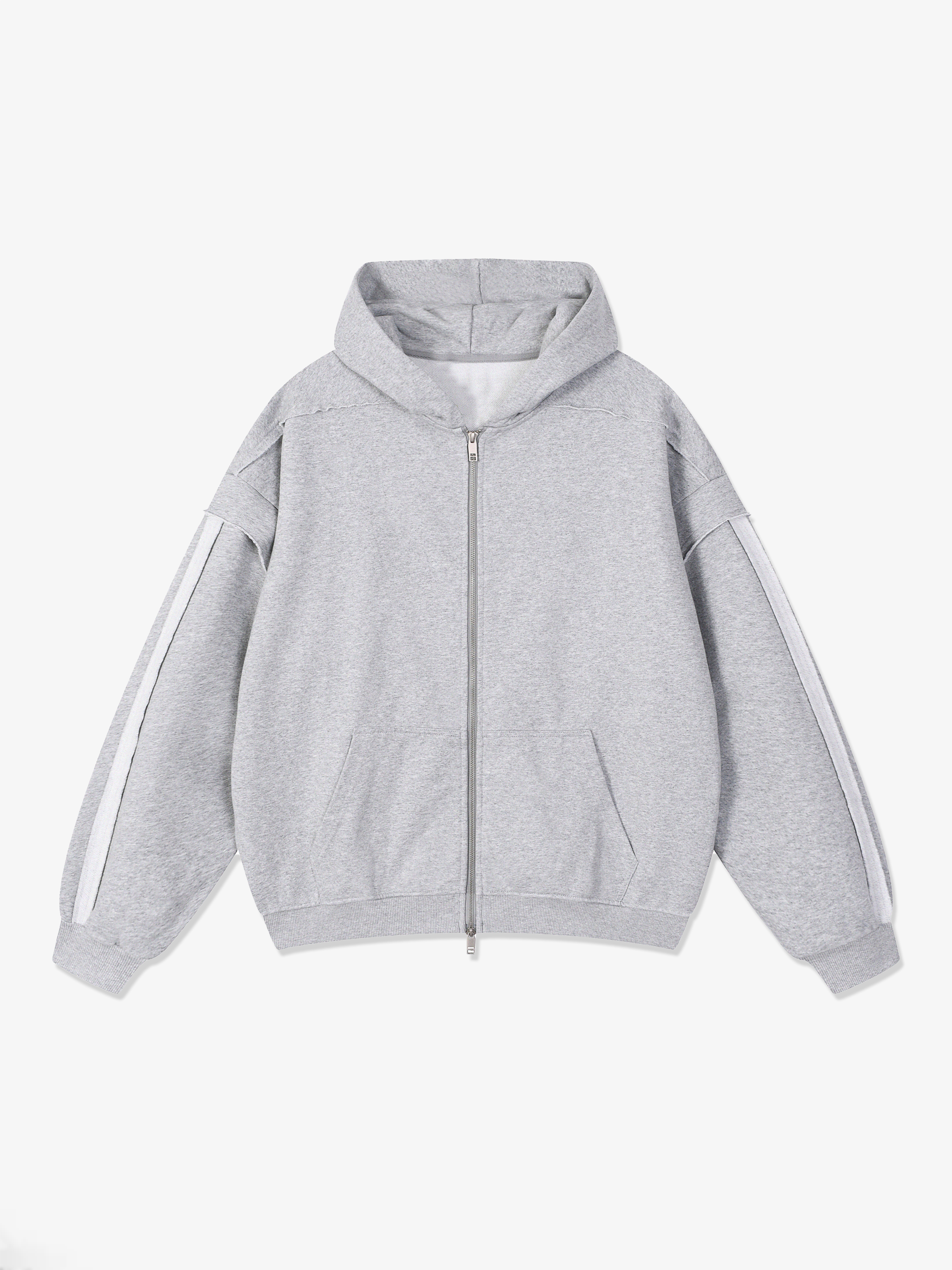 TMA Contrast Tape Raw Edge Zip Hoodie