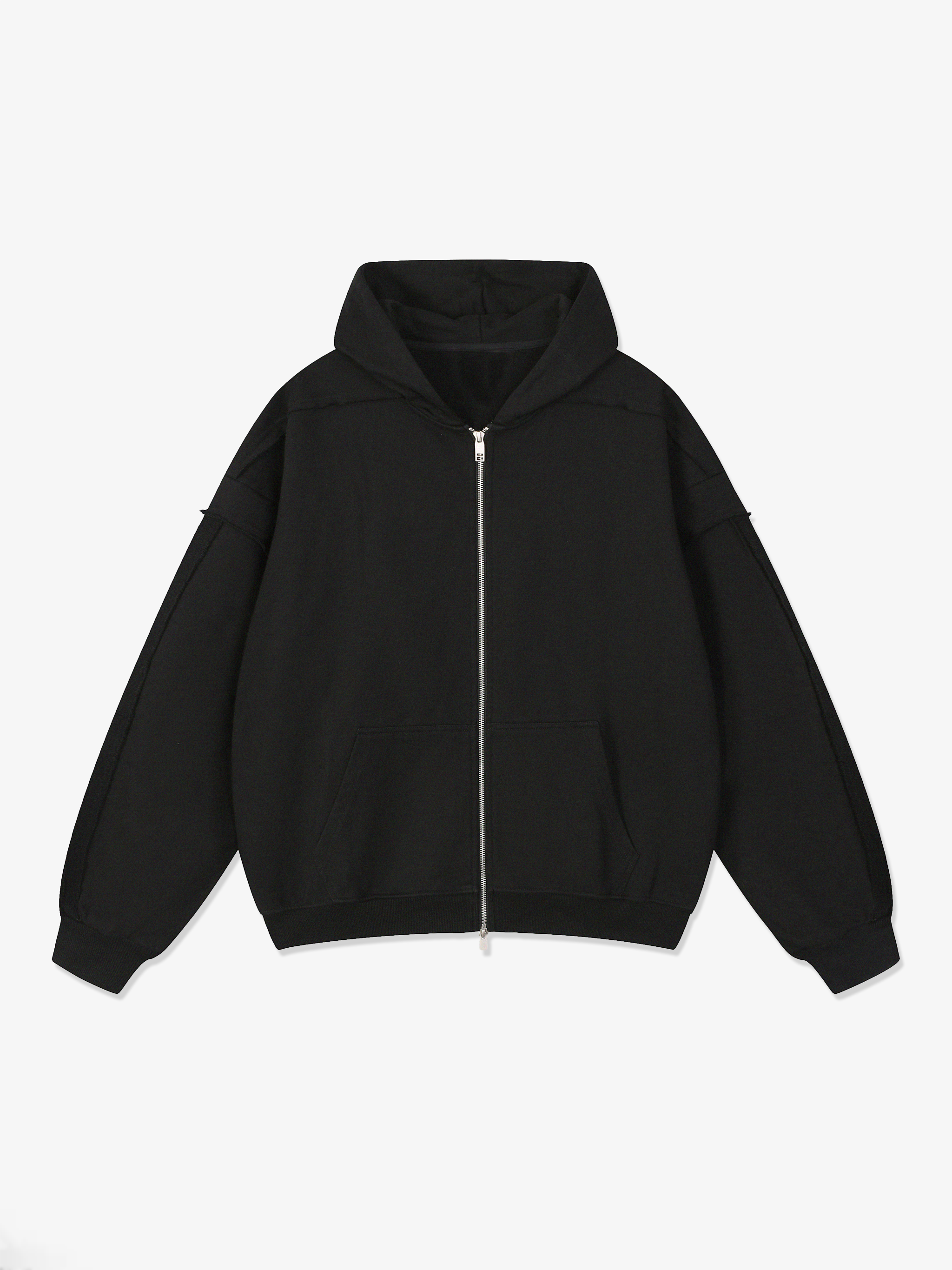 TMA Contrast Tape Raw Edge Zip Hoodie