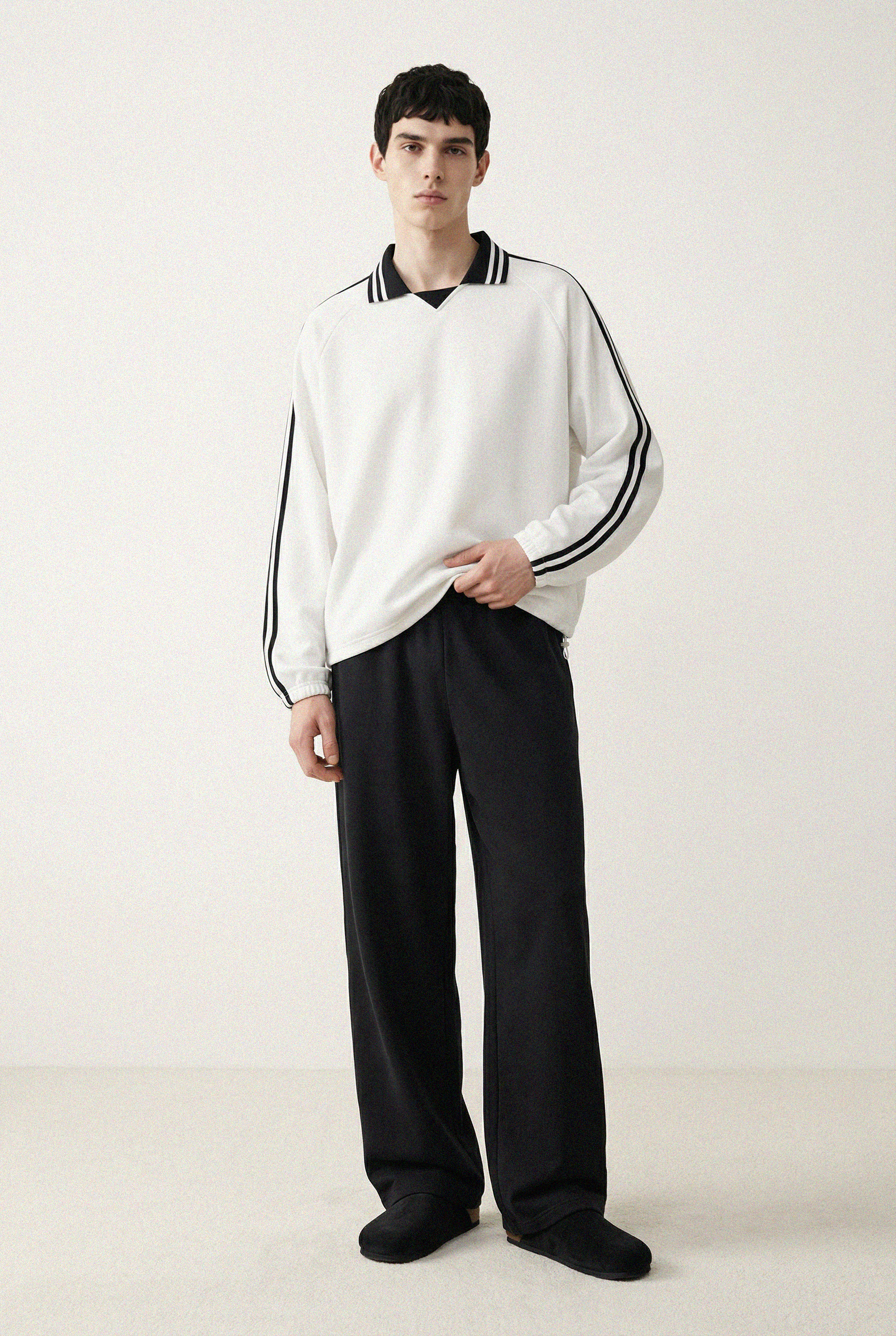 Striped Lapel Sweatshirt