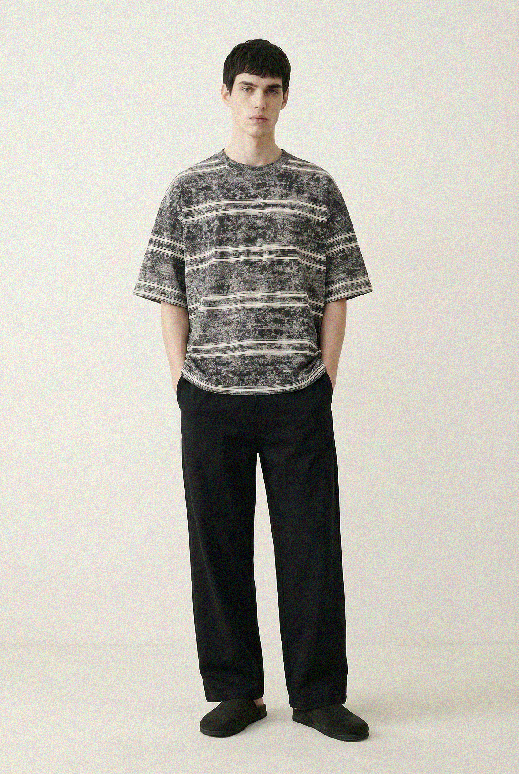 Snow-Wash Striped Boxy Tee