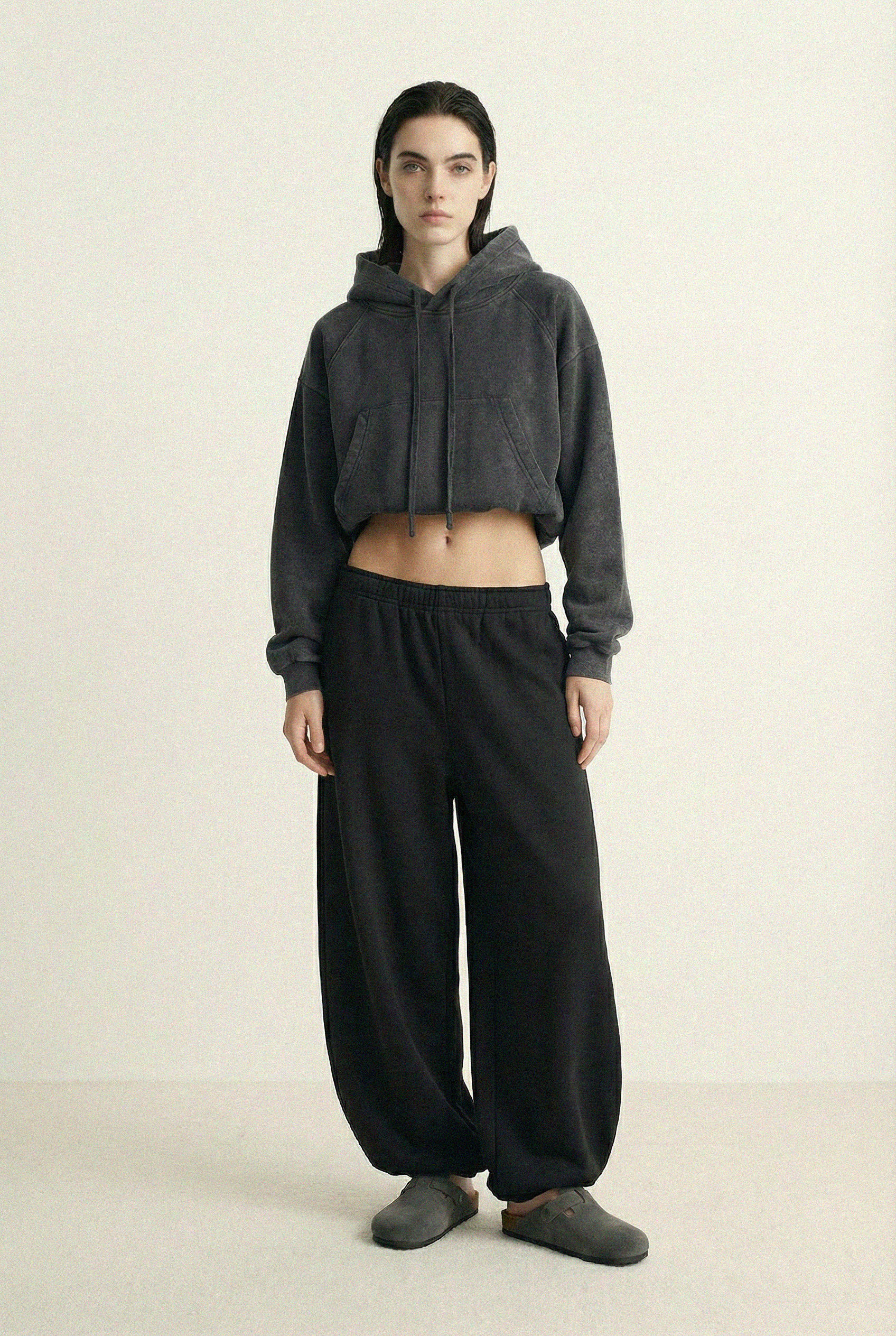 Snow Wash Cropped Hoodie