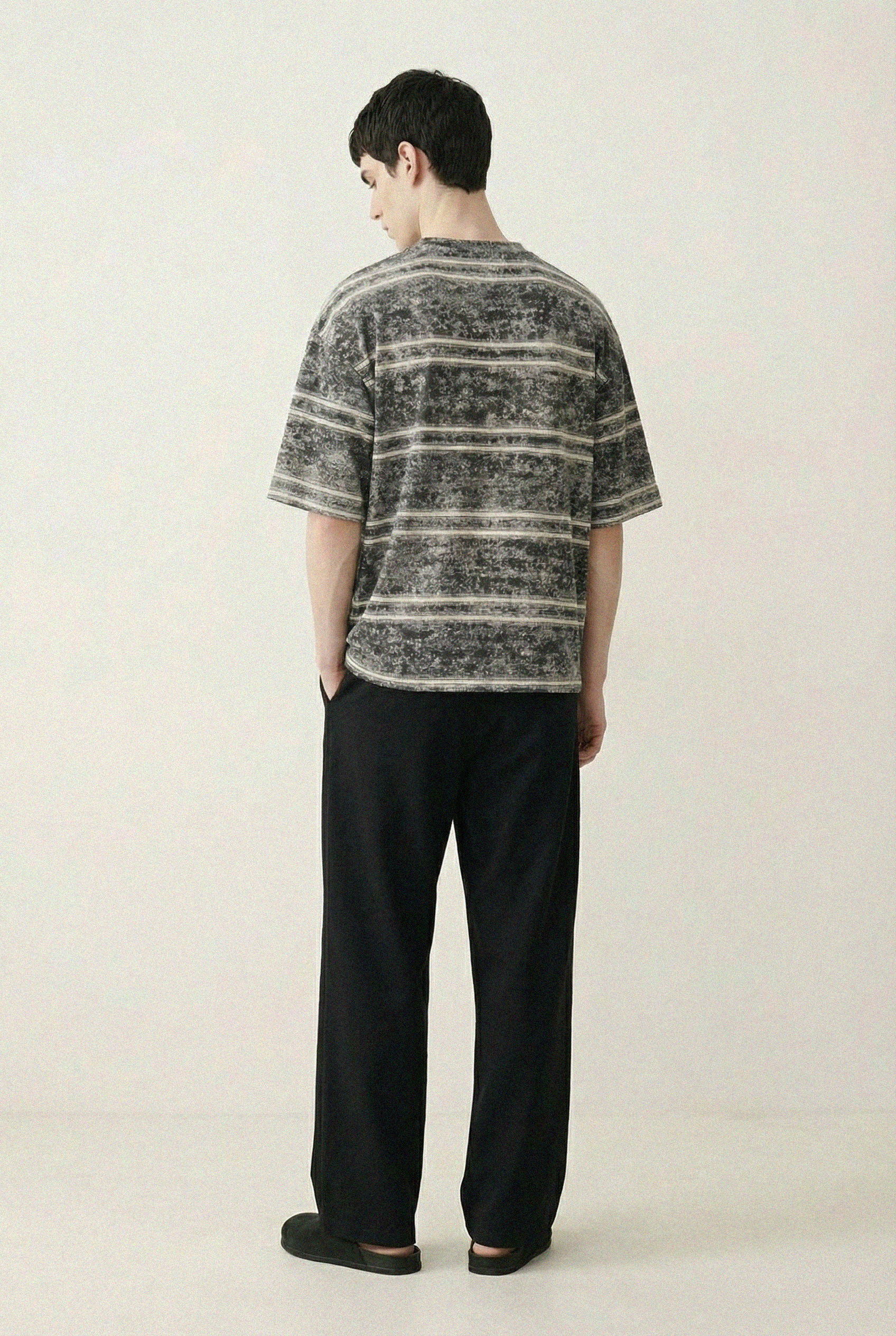 Snow-Wash Striped Boxy Tee