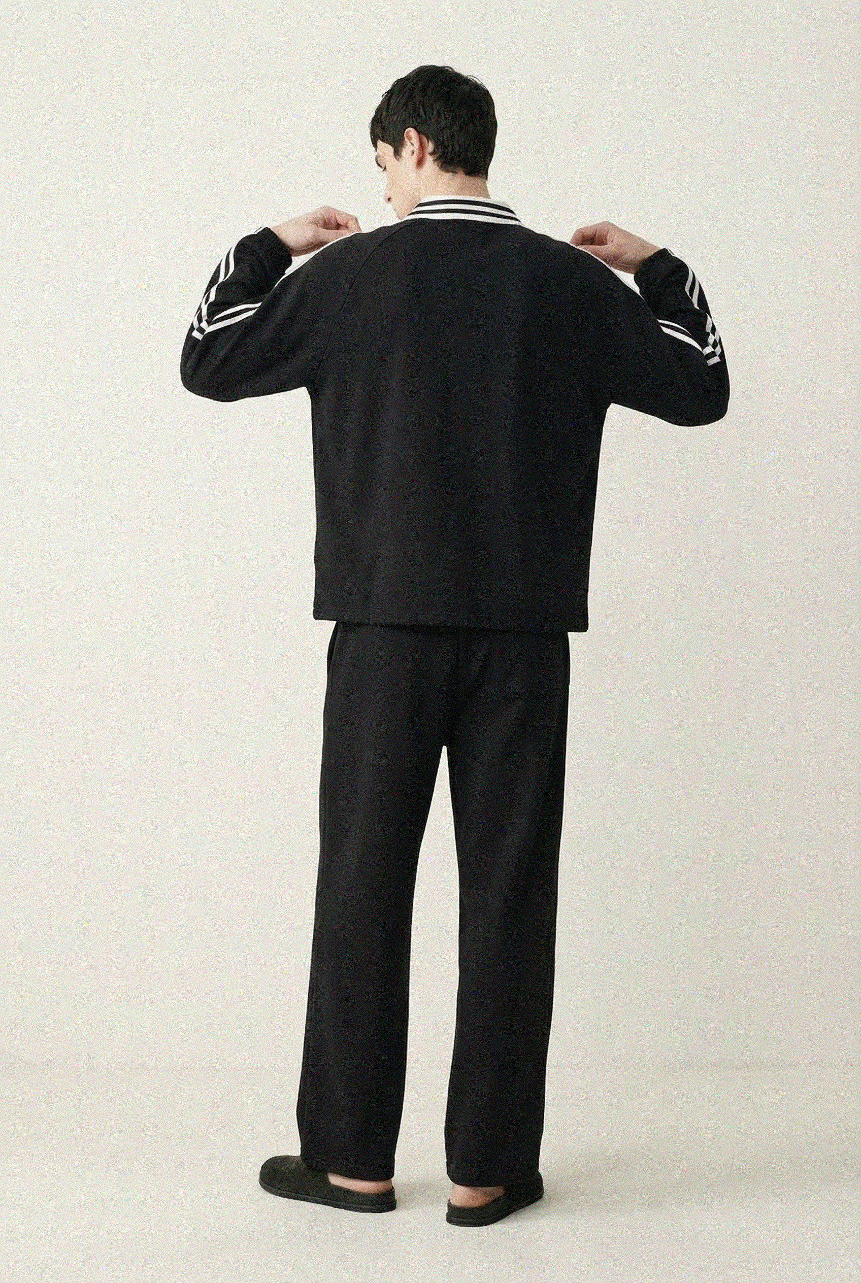 Striped Lapel Sweatshirt