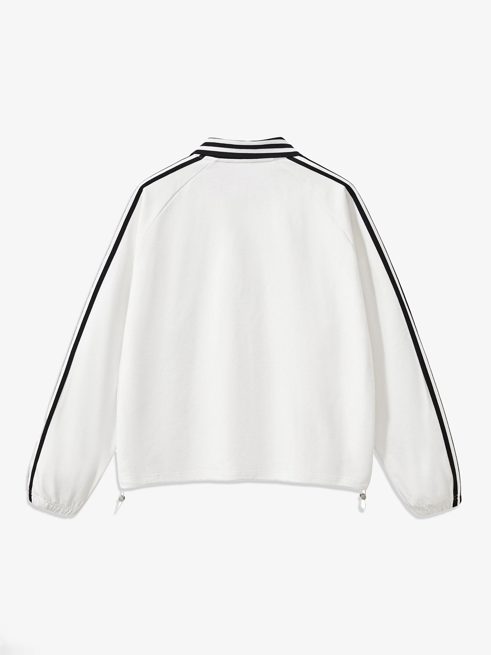 White jacket with black stripes on a white background