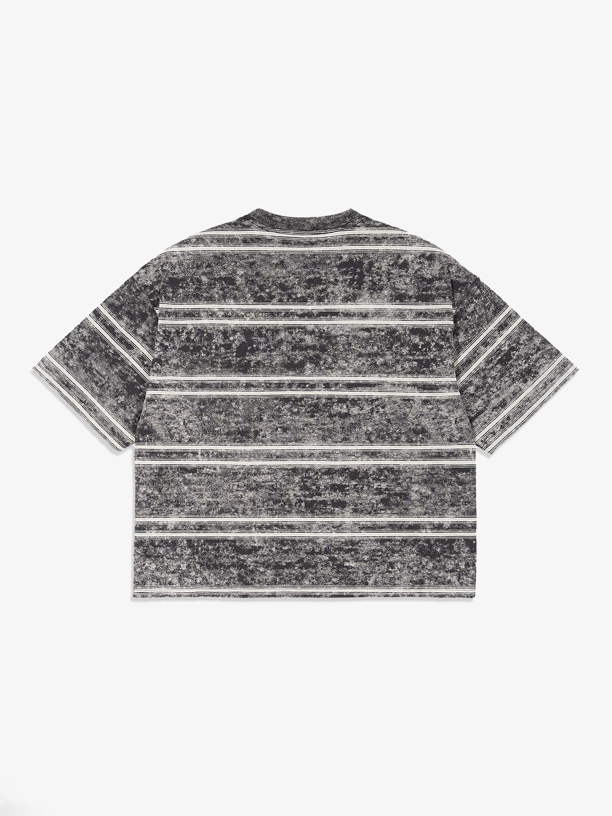 Black and white striped t-shirt on a white background
