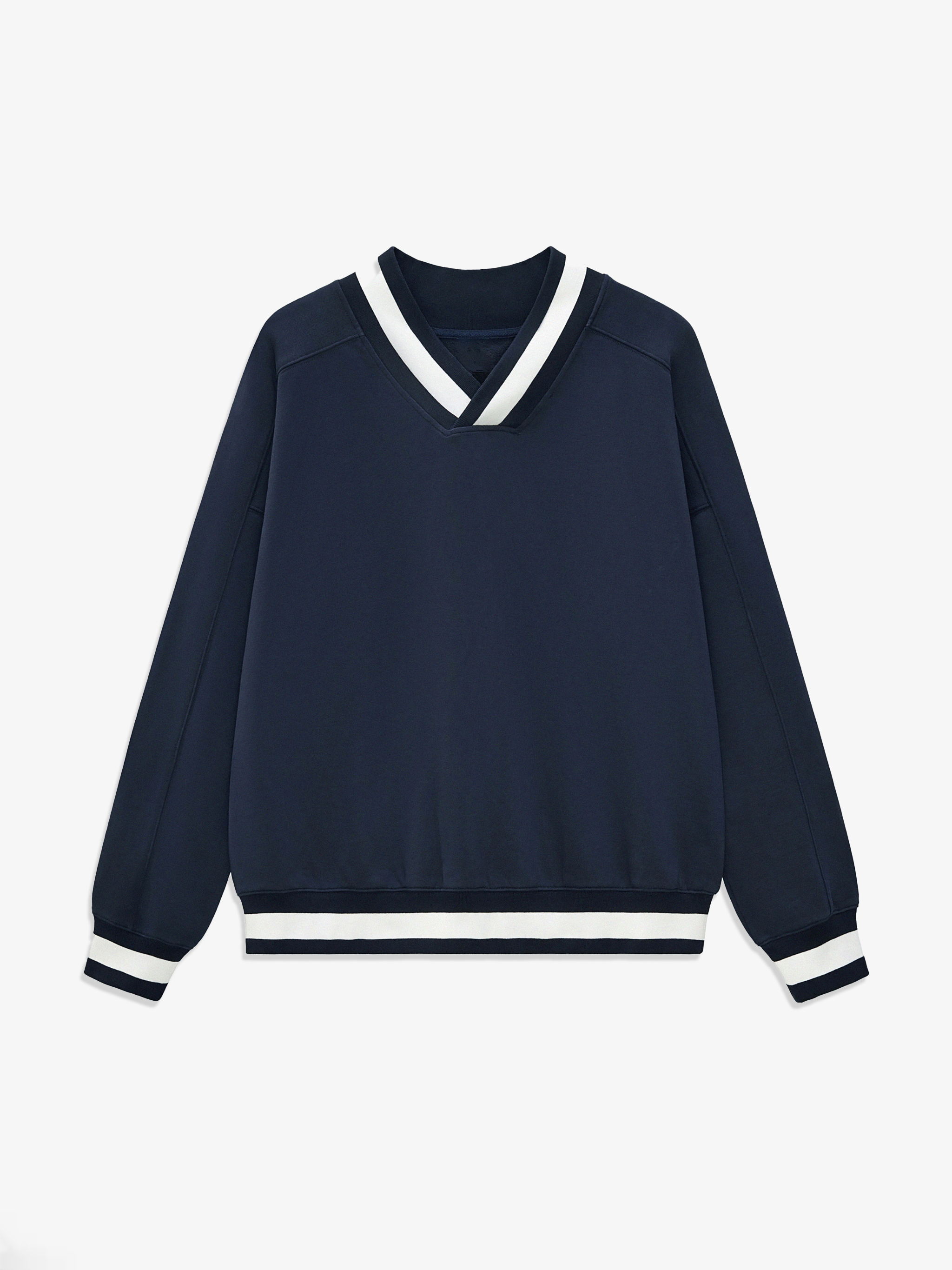 TMA Cropped V-Neck Contrast Sweatshirt