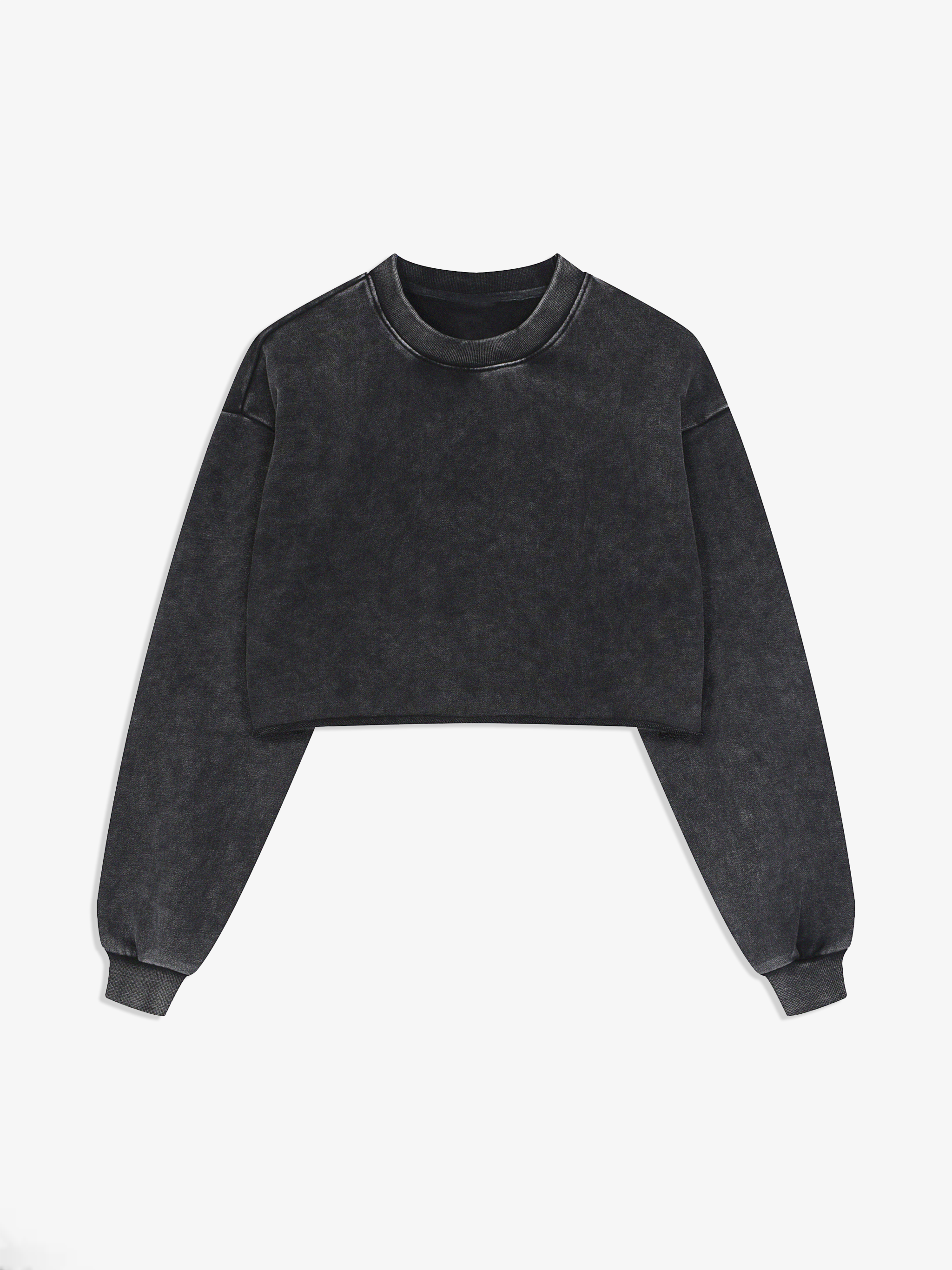 TMA Snow-Washed Raw Edge Crop Sweatshirt