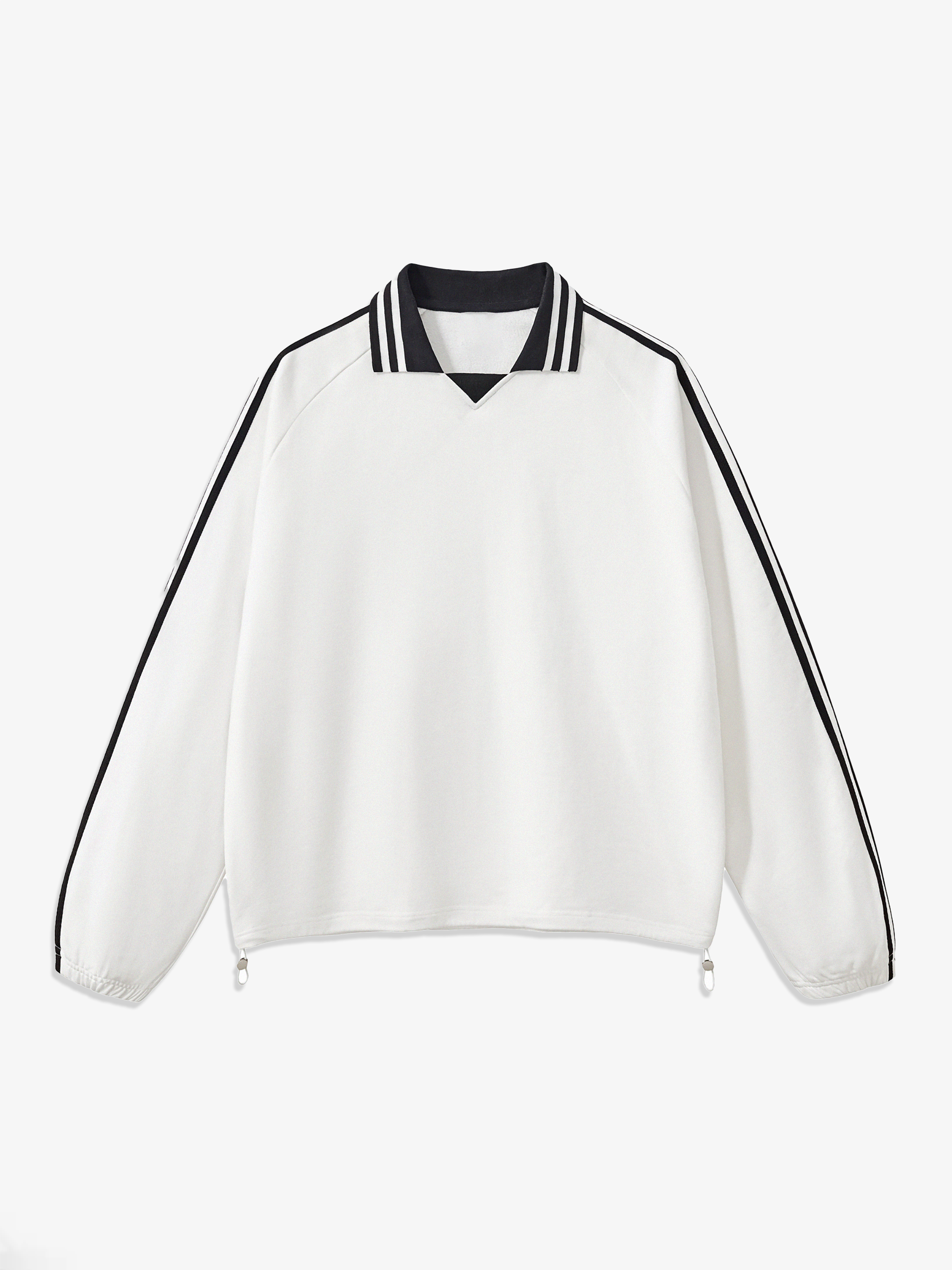 White jacket with black accents on a white background