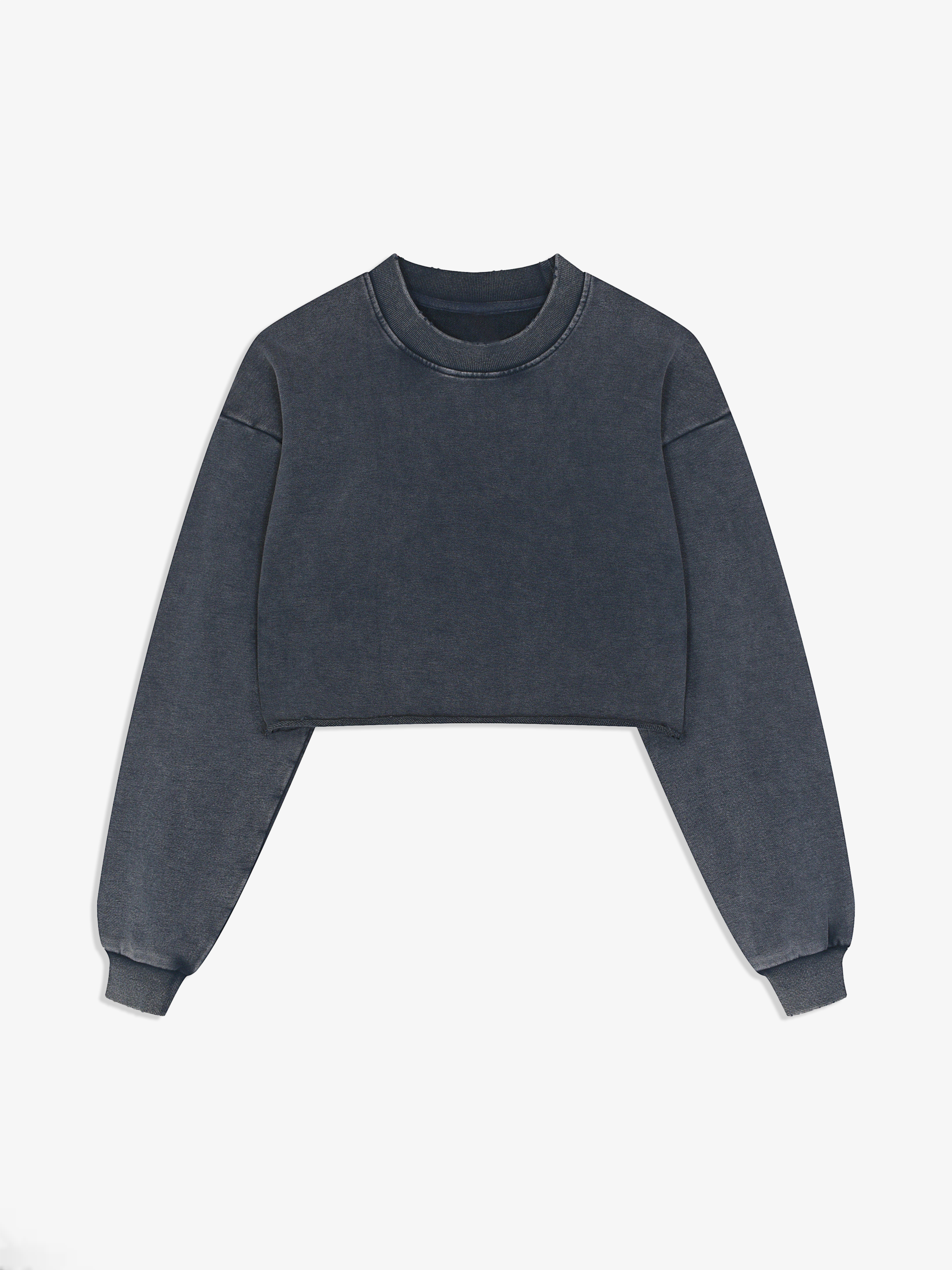 TMA Snow-Washed Raw Edge Crop Sweatshirt